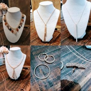 Gold Tone Tassle Bar Bling Jewelry Lot 7 pieces